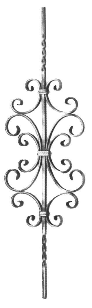 Traditional element with carabola made of square solid iron and blade (code: 300-04302)