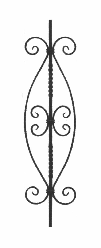 Traditional element with carabola made of square solid iron and blade (code: 300-04310)
