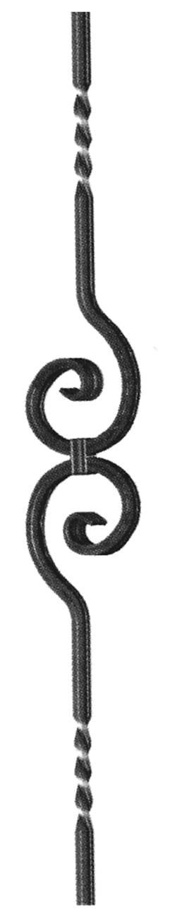 Στοιχείο από τετράγωνο σίδερο με 2 καράβολα και στρίψιμο επάνω και κάτω (κωδικός: 300-04402)