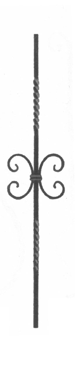 Traditional element with carabola made of square solid iron and blade (300-04406)