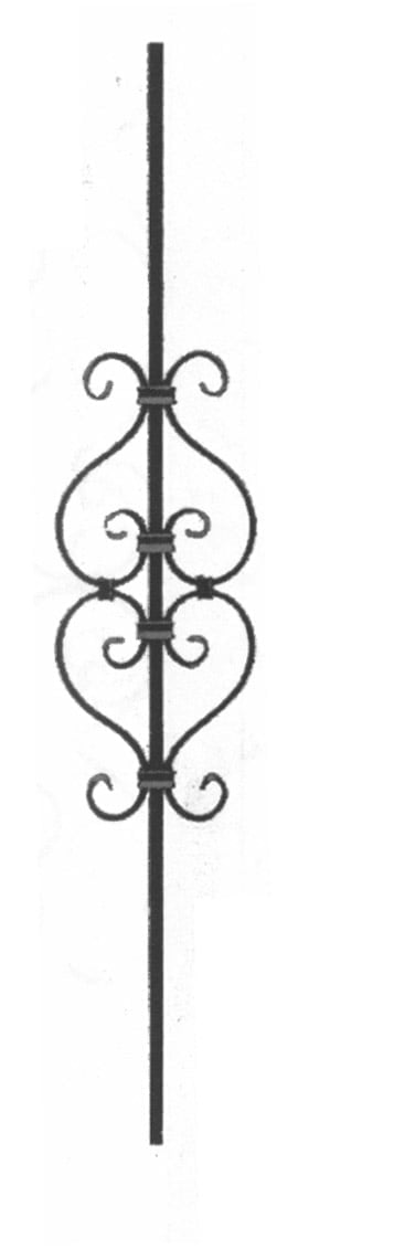 Traditional element with carabola made of square solid iron and blade (code: 300-04507)