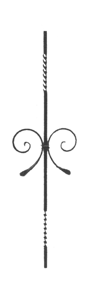 Traditional element with carabola made of square solid iron and blade (code: 300-04602)