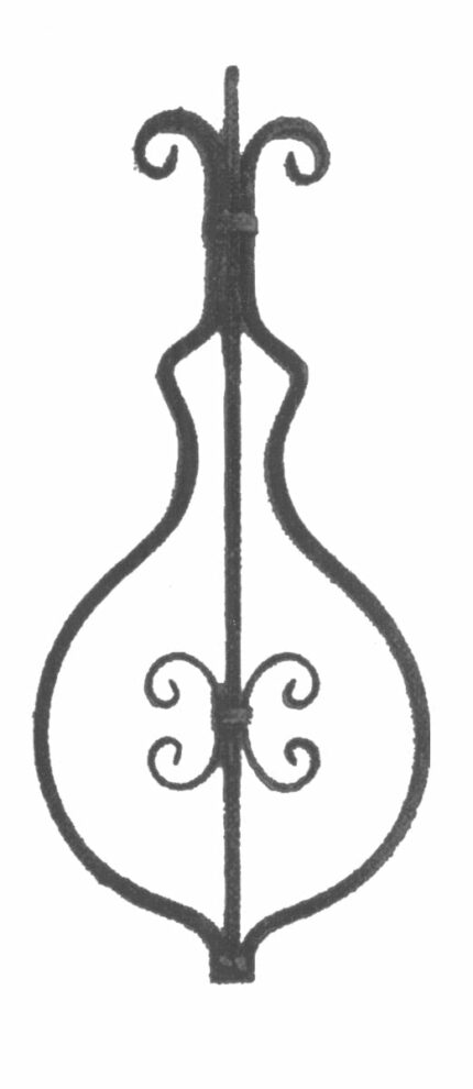 Traditional element with carabola made of square solid iron and blade (code: 300-04609)